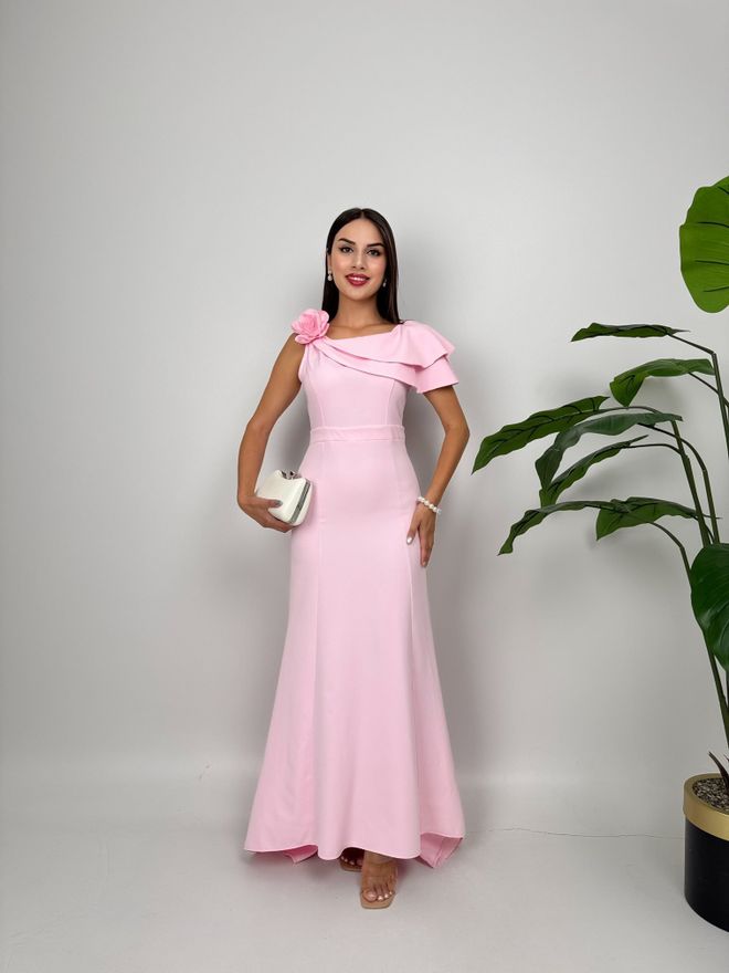 Miss Janell Elegancka Różowa Sukienka Dopasowana I Rozkloszowana Hurtowa sprzedaż odzieży Formalny