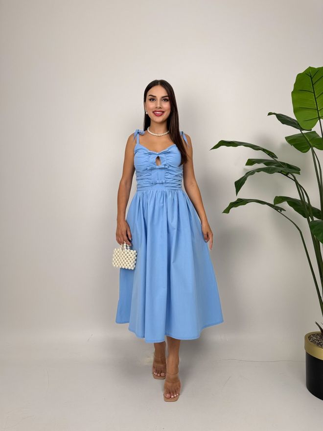 Miss Janell Modré Šaty Fit And Flare So Srdiečkovým Výstrihom Veľkoobchod s oblečením Neformálny