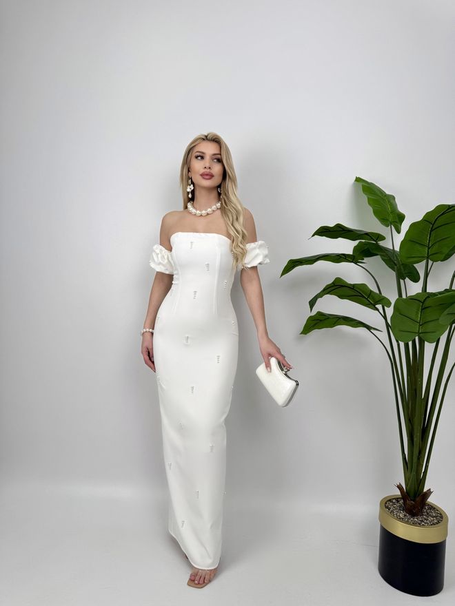 Miss Janell Vestido Branco Elegante Sem Alças Bainha Roupas por atacado Sensual