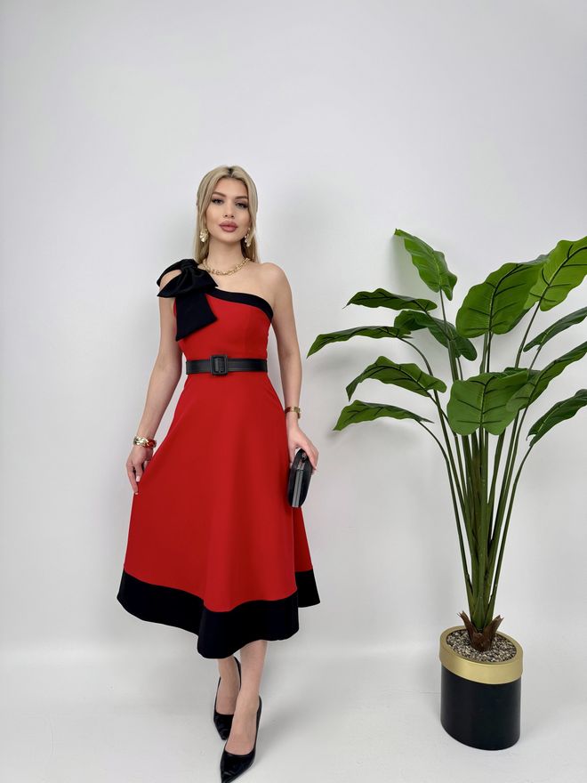 Miss Janell Czerwona Elegancka Sukienka Bez Rękawów O Kroju A Midi Hurtowa sprzedaż odzieży Klasyczny
