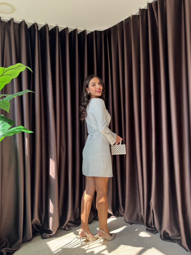 Miss Janell Biała Elegancka Mini Sukienka Z Kwadratowym Dekoltem Hurtowa sprzedaż odzieży Formalny