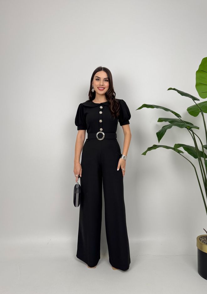 Miss Janell Black Tailored Elegant Jumpsuit Wholesale Clothing Vintage