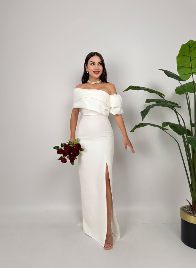 Miss Janell Beyaz Zarif Resmi Bodycon Elbise Toptan Giyim Gündelik