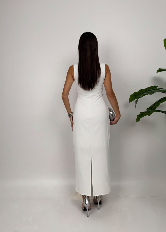 Miss Janell Elegant White Sheath Dress With Cap Sleeves Wholesale Clothing 1