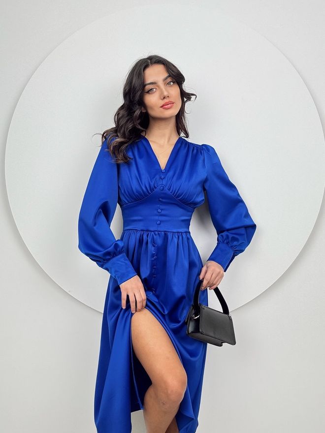 Miss Janell Синее Элегантное Платье Приталенного И Расклешенного Кроя Оптовая продажа одежды Работа