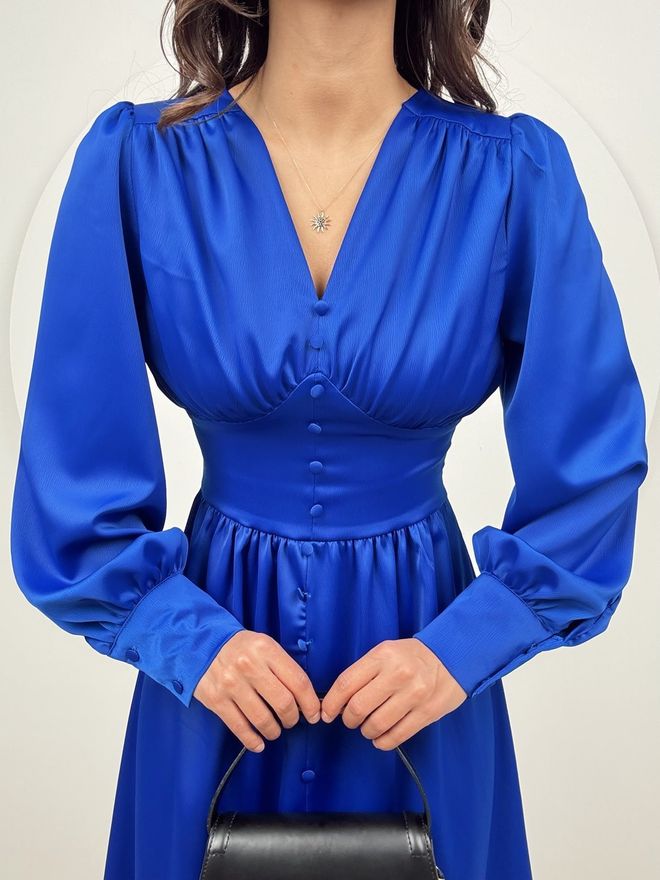 Miss Janell Синее Элегантное Платье Приталенного И Расклешенного Кроя Оптовая продажа одежды 1