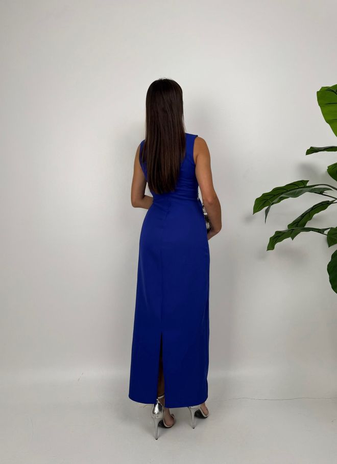 Miss Janell Blue Elegant Maxi Slit Sleeveless Dress Wholesale Clothing 1