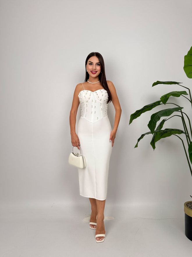 Miss Janell Белый Сексуальный Элегантный Формальный Корсет Платье Оптовая продажа одежды Винтаж