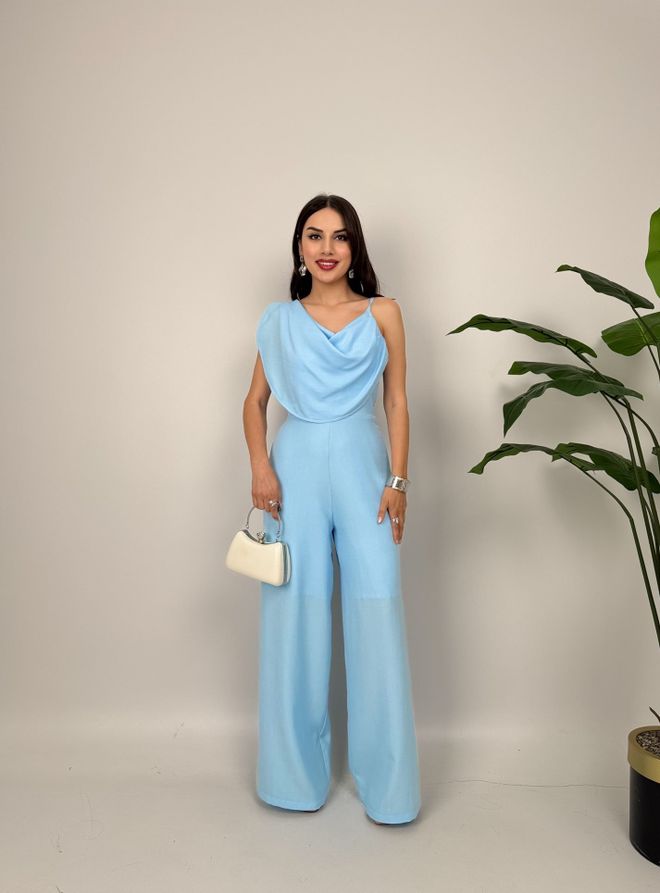 Miss Janell Combinaison Bleue Élégante Ajustée Blouson Vêtements en gros Sexy