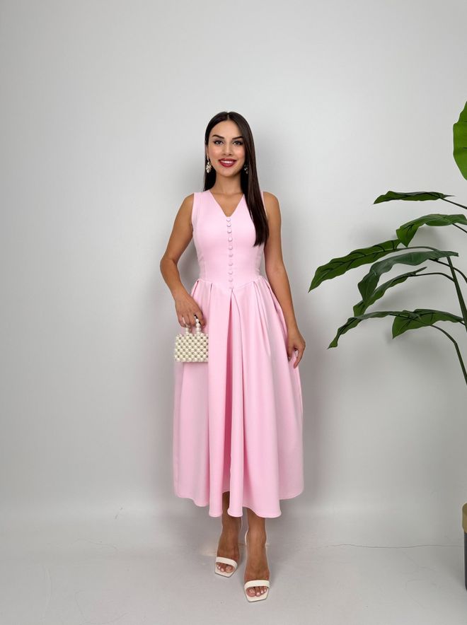 Miss Janell Vestito Rosa Elegante Fit And Flare Abbigliamento all'ingrosso Annata