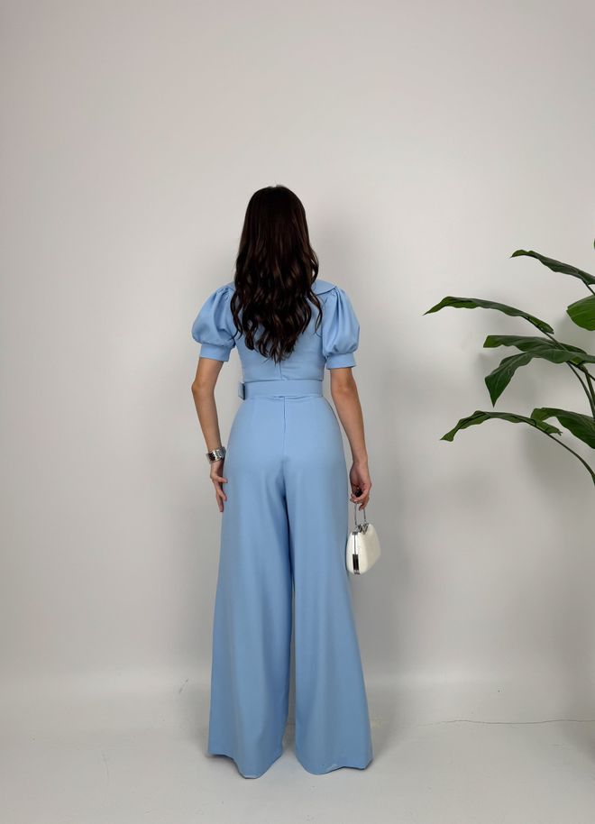Miss Janell Blue Tailored Retro Elegant Jumpsuit Wholesale Clothing Work