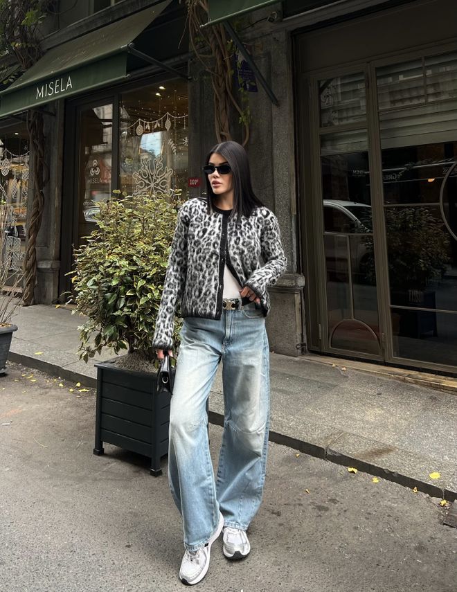 Miss Janell كارديجان أسود بطبعة حيوانات كلاسيكي ملابس بالجملة 5