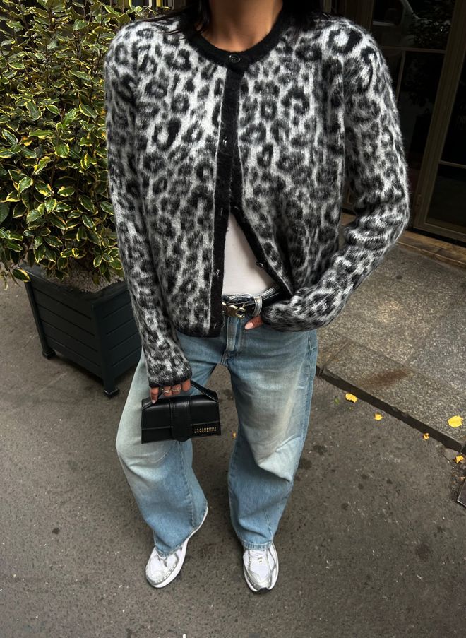 Miss Janell كارديجان أسود بطبعة حيوانات كلاسيكي ملابس بالجملة الخريف