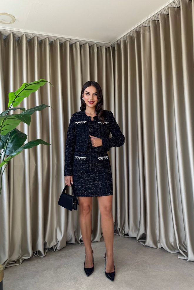 Miss Janell Čierna Elegantná Formálna Vintage Bodycon Mini Sukňa Veľkoobchod s oblečením Vintage