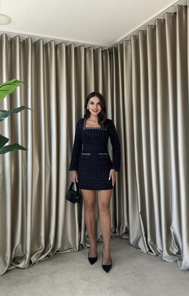 Miss Janell Черна Елегантна Официална Глем Вталена Рокля Дрехи на едро Официален