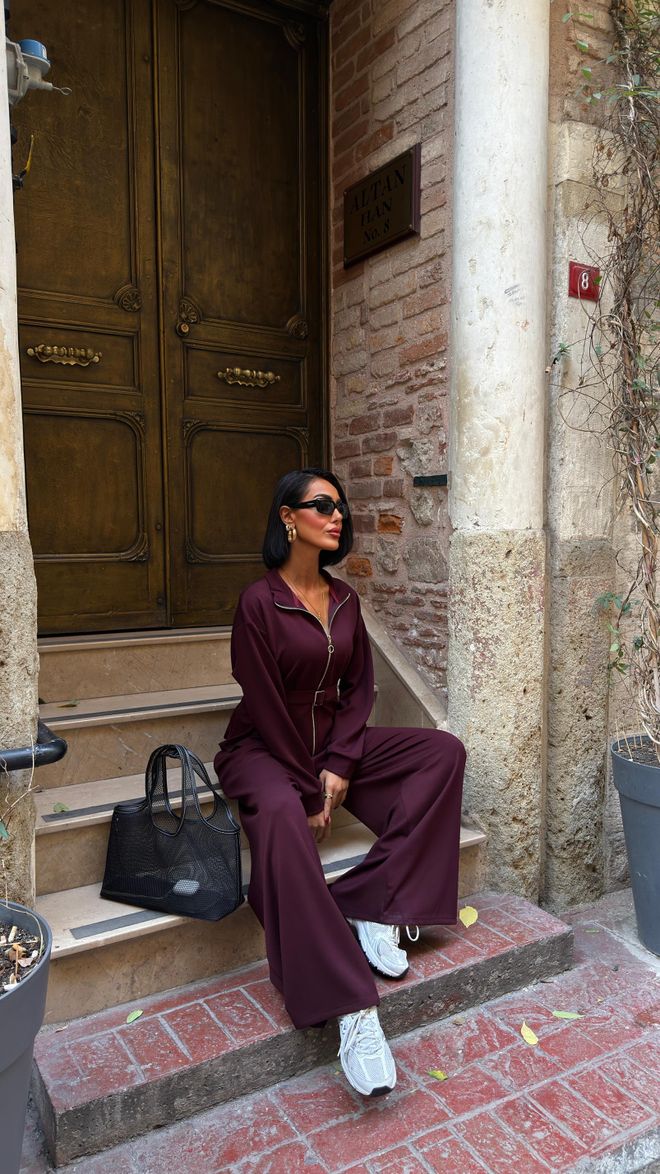 Miss Janell Set Bordeaux Casual Sport Modesto Elegante Abbigliamento all'ingrosso 5