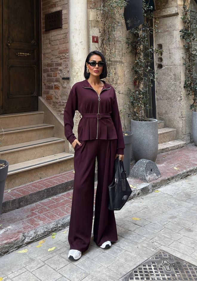 Miss Janell Set Bordeaux Casual Sport Modesto Elegante Abbigliamento all'ingrosso Da cocktail