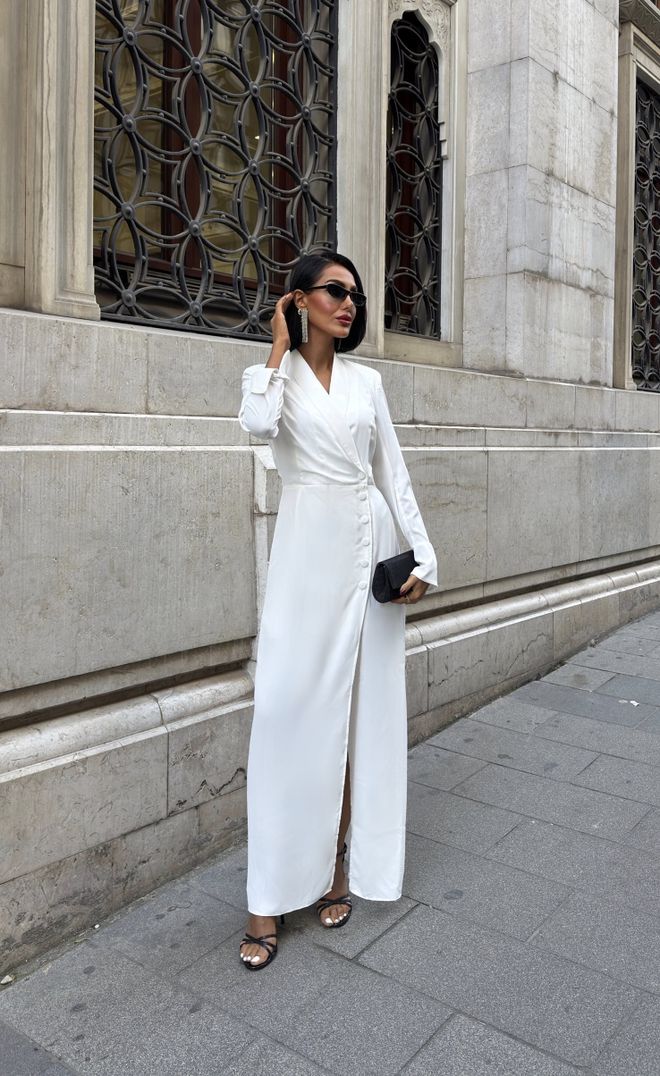 Miss Janell Vestido Envolvente Blanco Formal Elegante Sexy Ropa al por mayor Sexy