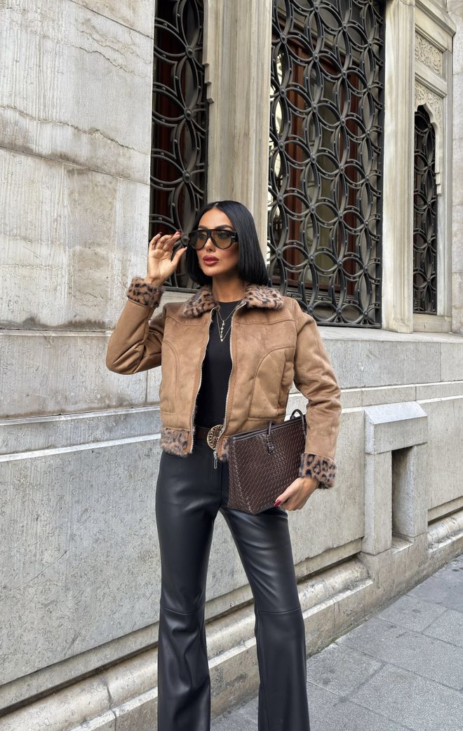 Miss Janell Brown Bomber Jacket Vintage Style For Fall Winter Wholesale Clothing Sexy