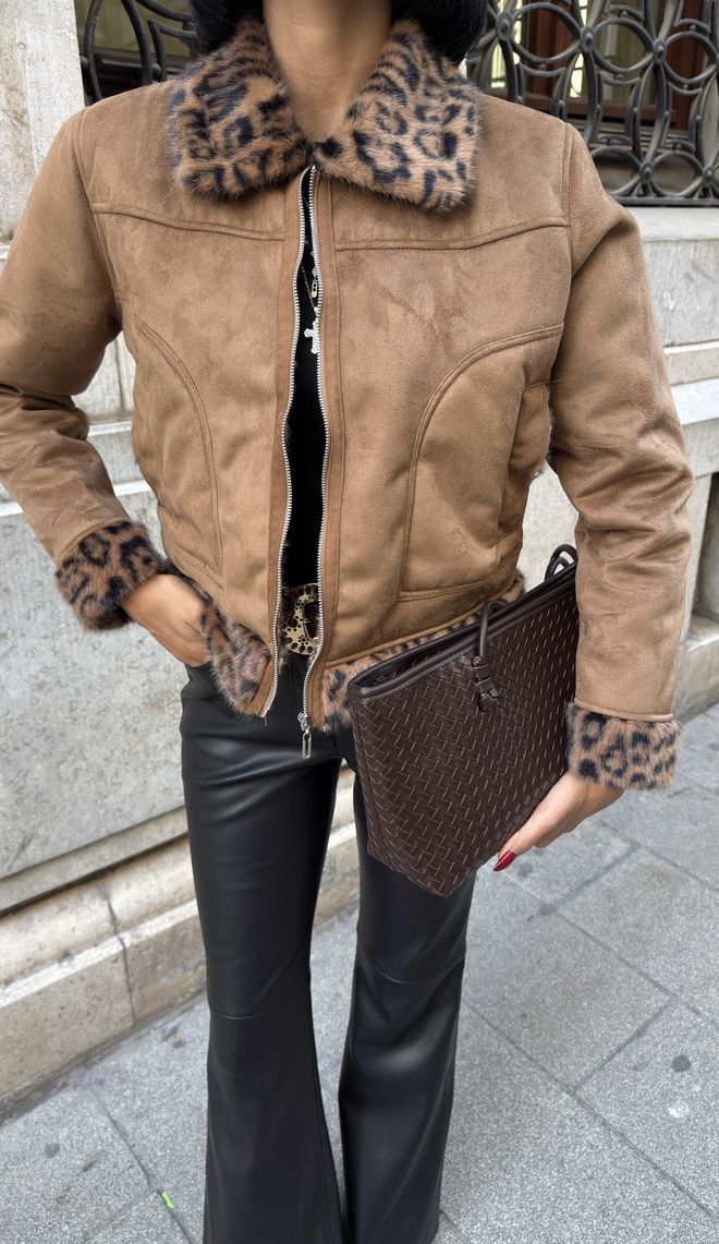 Miss Janell Blouson Bomber Brun Style Vintage Pour Automne Hiver Vêtements en gros Décontracté