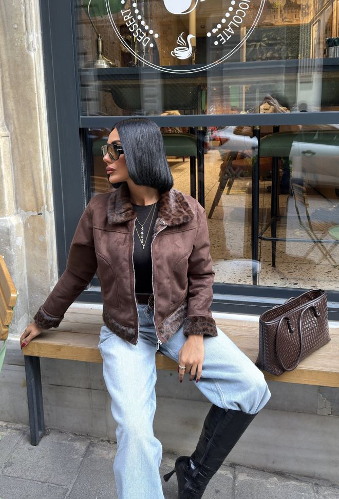 Miss Janell Brown Animal Print Fur Jacket Wholesale Clothing Work