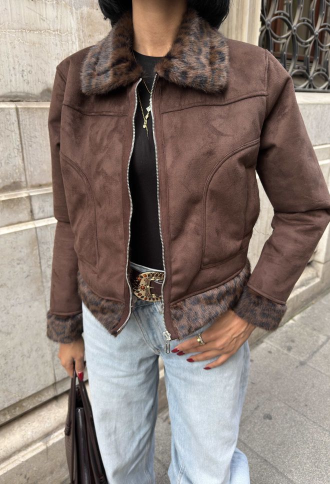Miss Janell Brown Animal Print Fur Jacket Wholesale Clothing Fall