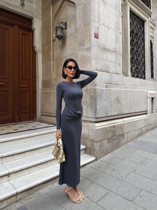 Miss Janell Grey Elegant Sexy Formal Bodycon Dress Wholesale Clothing 1