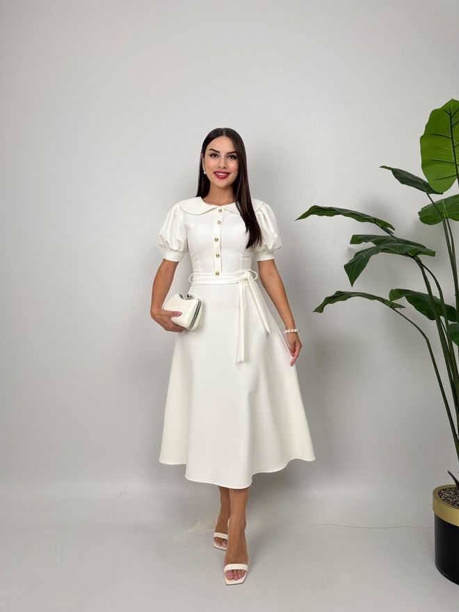 Miss Janell Rochie Albă Vintage Fit & Flare Îmbrăcăminte cu ridicata Conservator