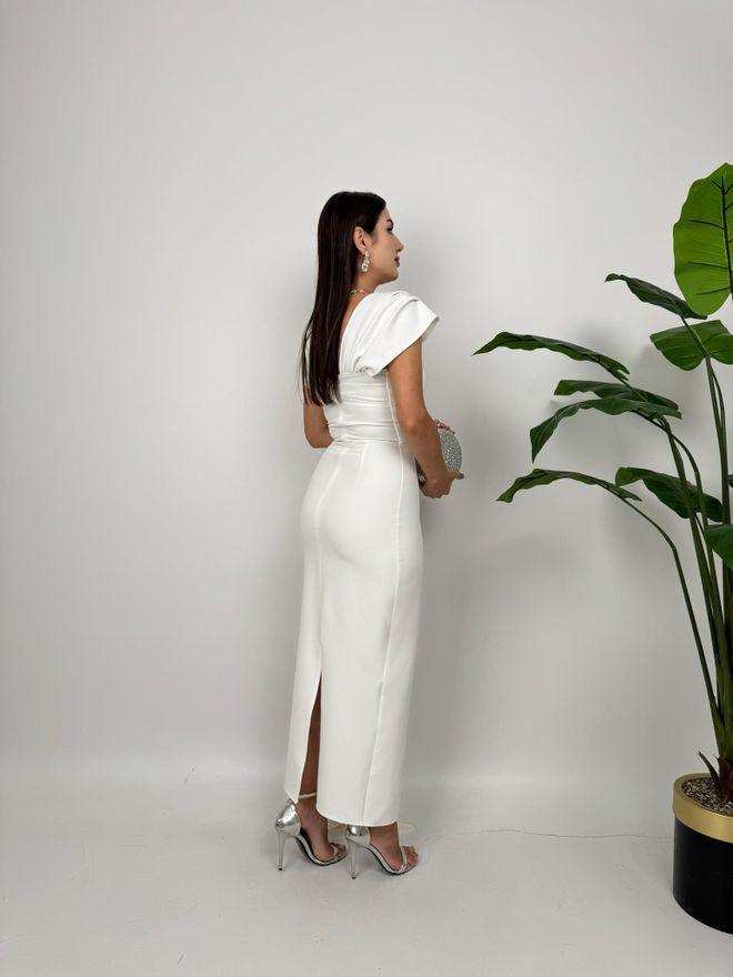 Miss Janell Rochie Elegantă Formală Sexy Albă Tip Draperie Îmbrăcăminte cu ridicata Cocktail