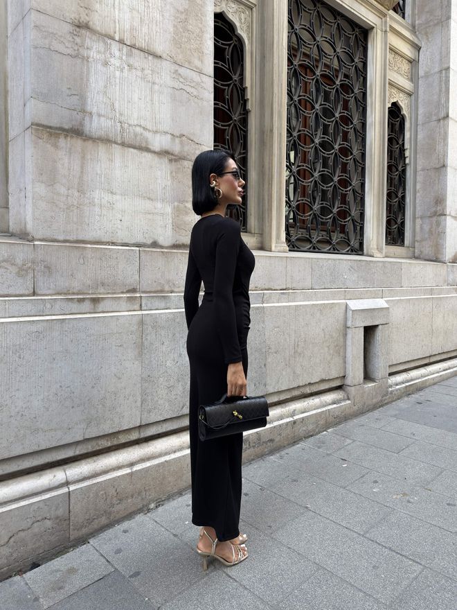 Miss Janell Siyah Seksi Resmi Zarif Işıltılı Bodycon Maksi Elbise Toptan Giyim Seksi