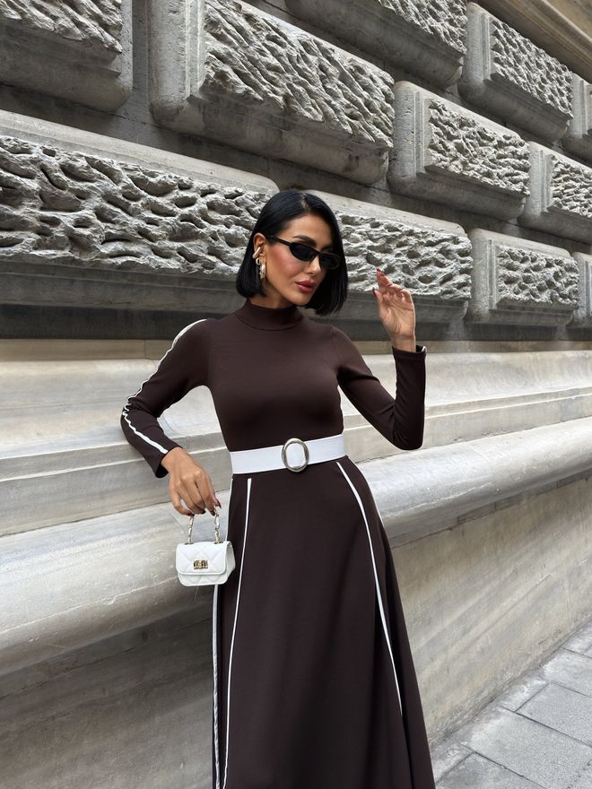 Miss Janell Hnedé Elegantné Formálne Áčkové Šaty Veľkoobchod s oblečením Jar