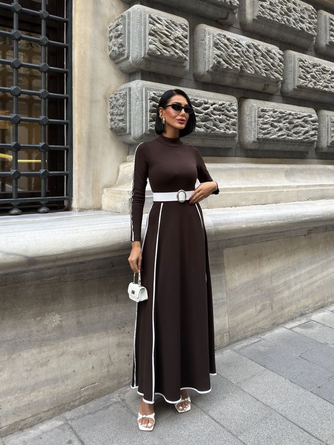 Miss Janell Hnedé Elegantné Formálne Áčkové Šaty Veľkoobchod s oblečením 1