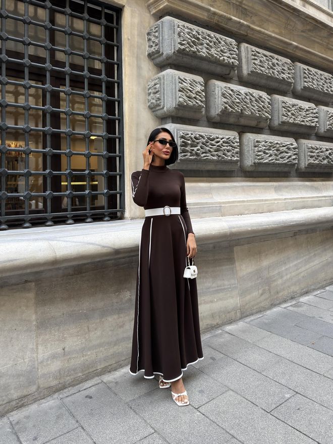 Miss Janell Hnedé Elegantné Formálne Áčkové Šaty Veľkoobchod s oblečením Koktail