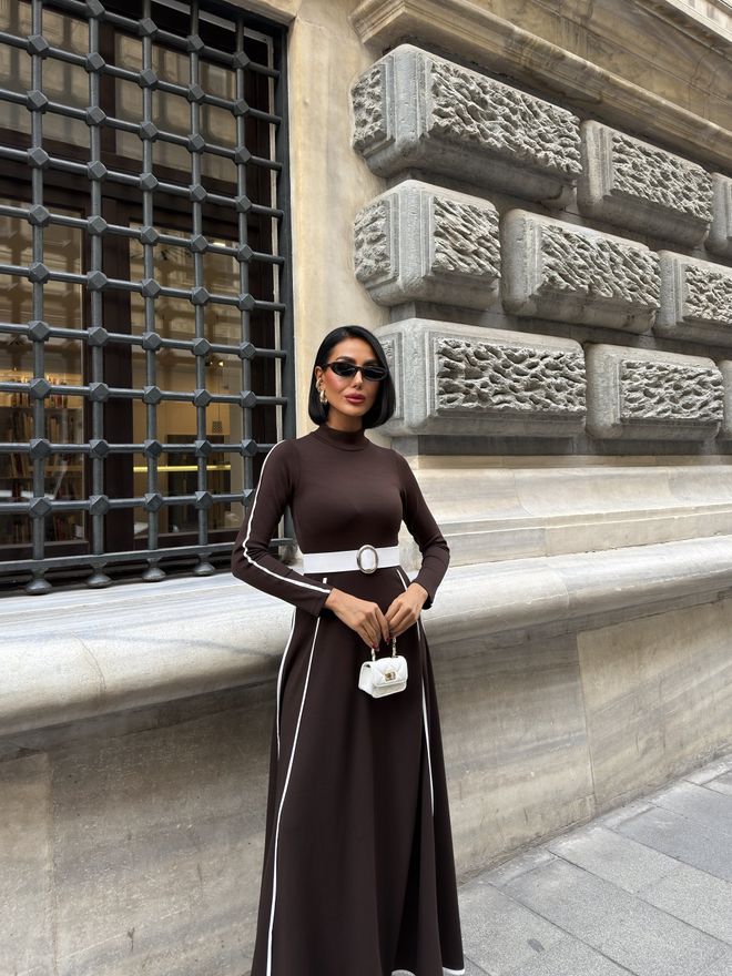 Miss Janell Hnedé Elegantné Formálne Áčkové Šaty Veľkoobchod s oblečením Formálny