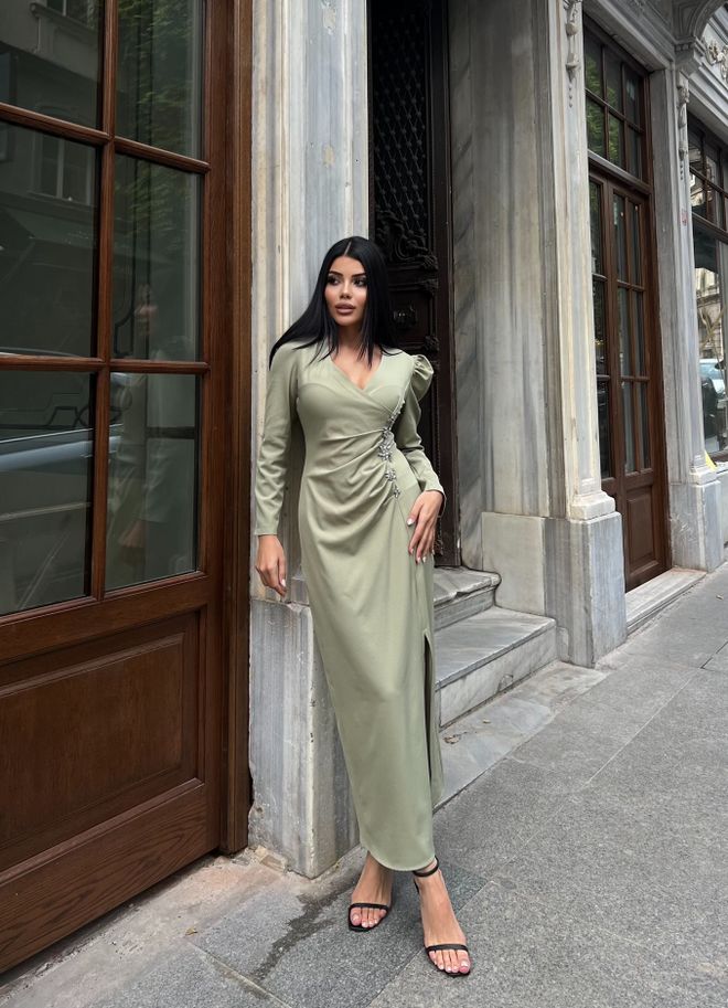 Miss Janell Caqui Elegante Formal Sexy Glam Vestido Envolvente Ropa al por mayor Sexy