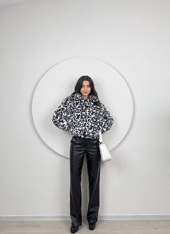 Miss Janell Siyah Peluş Oversize Fermuarlı Ceket Toptan Giyim Gündelik