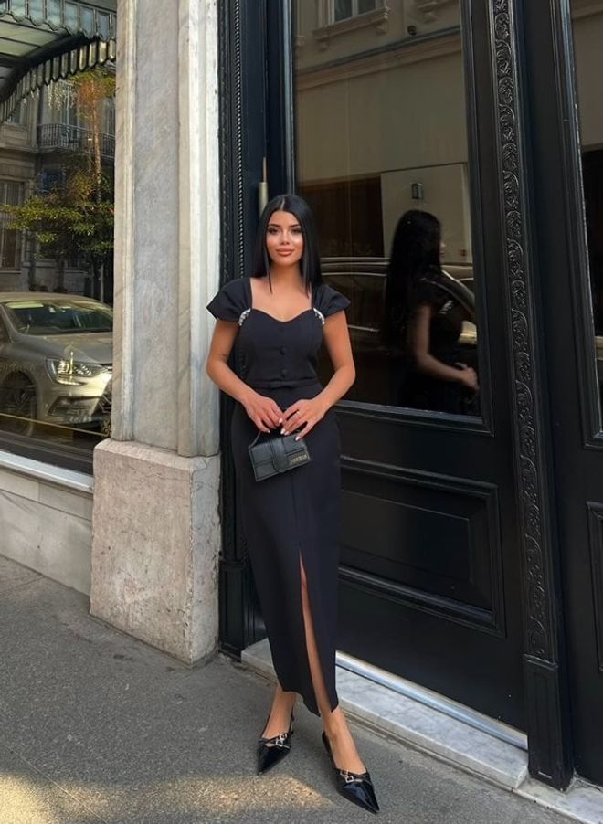 Miss Janell Rochie Teacă Neagră Sexy Elegantă Formală Glamour Îmbrăcăminte cu ridicata Sexy