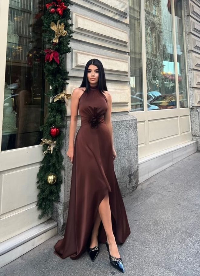 Miss Janell Marrone Elegante Formale Sexy Glamour Sottoveste Vestito Abbigliamento all'ingrosso Sexy