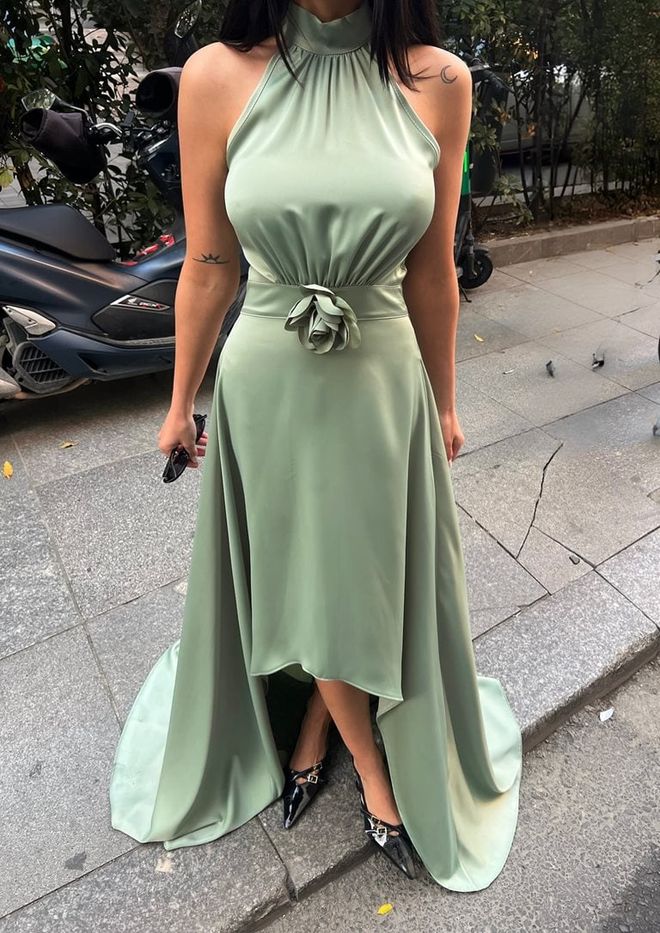Miss Janell Robe Verte Sexy Élégante Fit And Flare Avec Mancherons Vêtements en gros Sexy