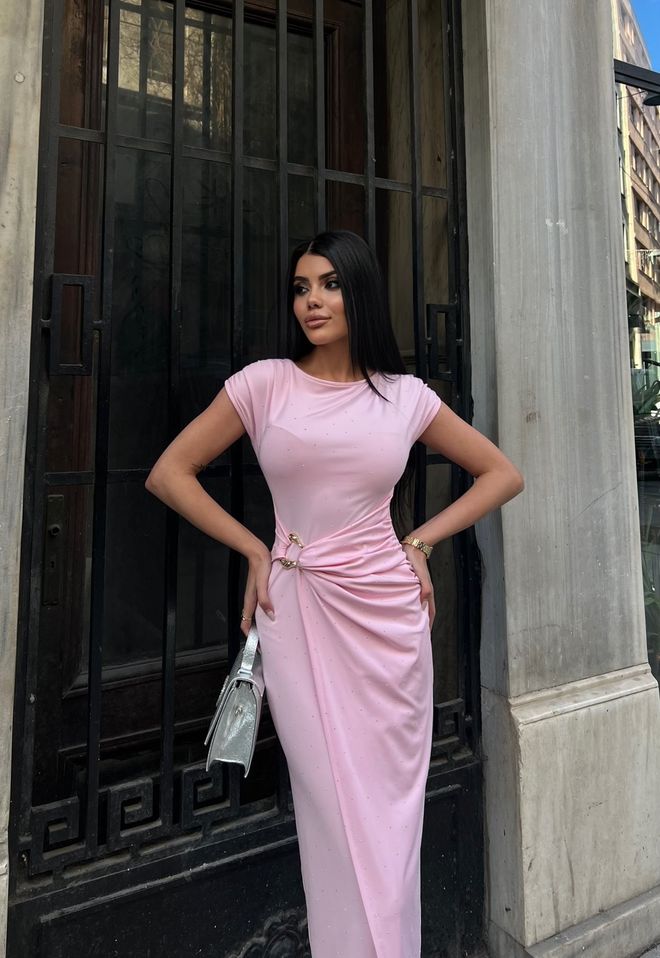 Miss Janell Элегантное Розовое Платье Оболочка С Кап Рукавами Оптовая продажа одежды Винтаж