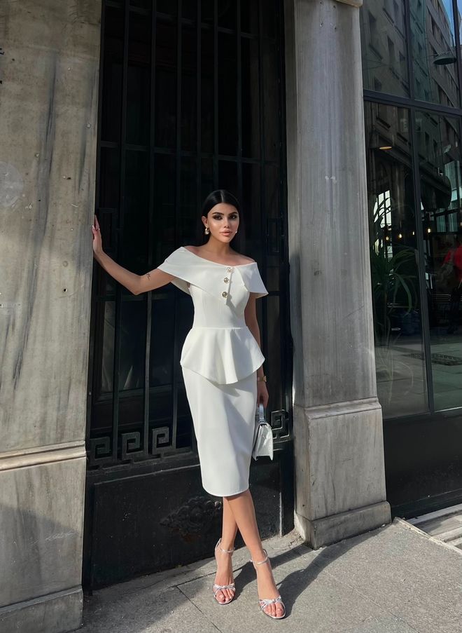 Miss Janell Бяла Елегантен Официален Секси Глем Блейзър Рокля Дрехи на едро Секси