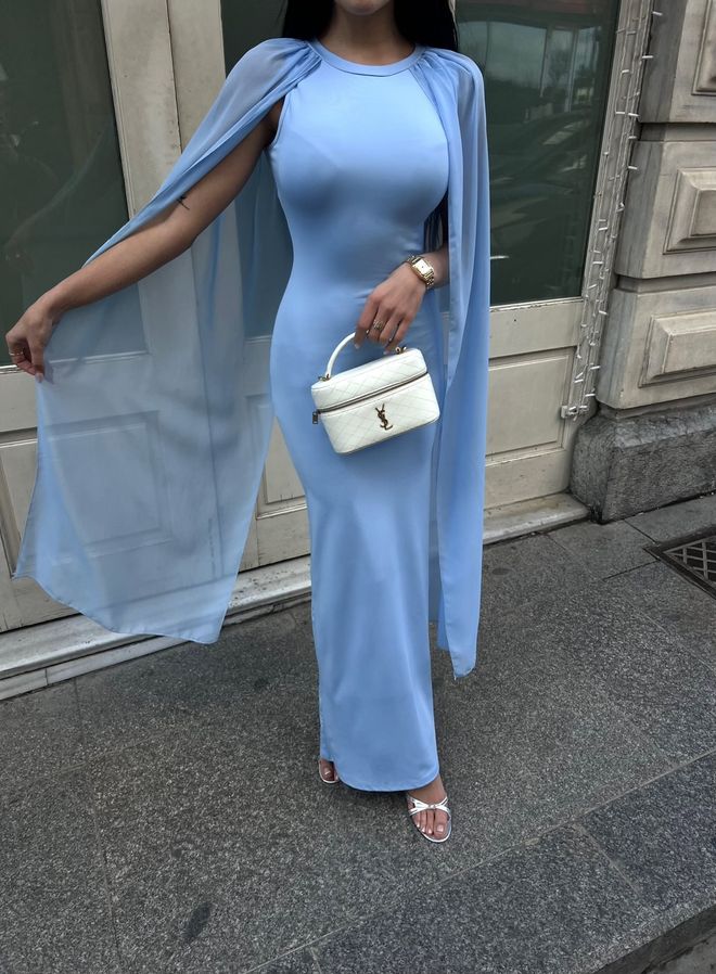 Miss Janell Синя Официален Елегантен Глем Рокля Дрехи на едро Секси