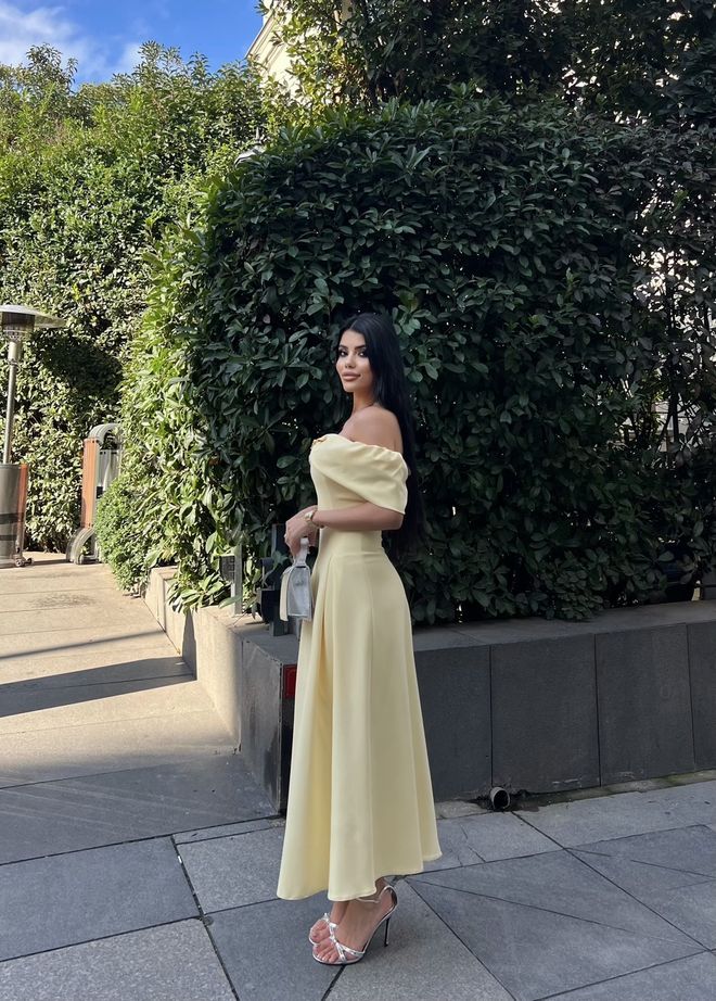 Miss Janell Yellow Elegant Fit And Flare Dress Wholesale Clothing Cocktail