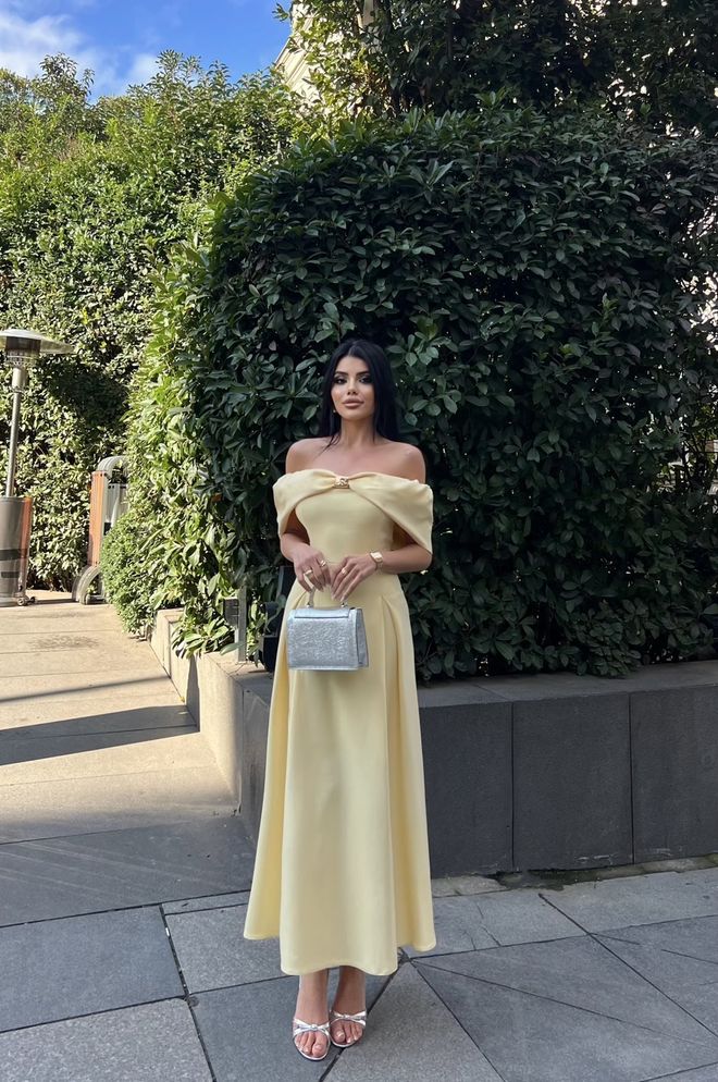 Miss Janell Yellow Elegant Fit And Flare Dress Wholesale Clothing Spring