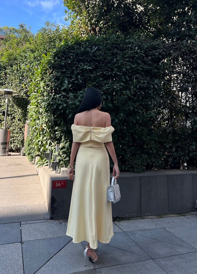 Miss Janell Yellow Elegant Fit And Flare Dress Wholesale Clothing 1