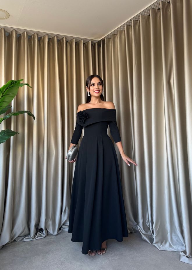 Miss Janell Црна Елегантна Глам Фит Анд Фларе Хаљина Велепродаја одеће Секси