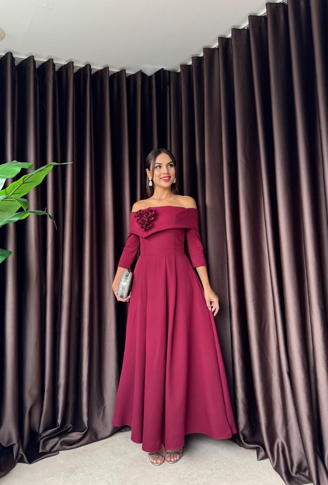 Miss Janell Елегантан Бордо Црвена А Лине Хаљина Велепродаја одеће Формални