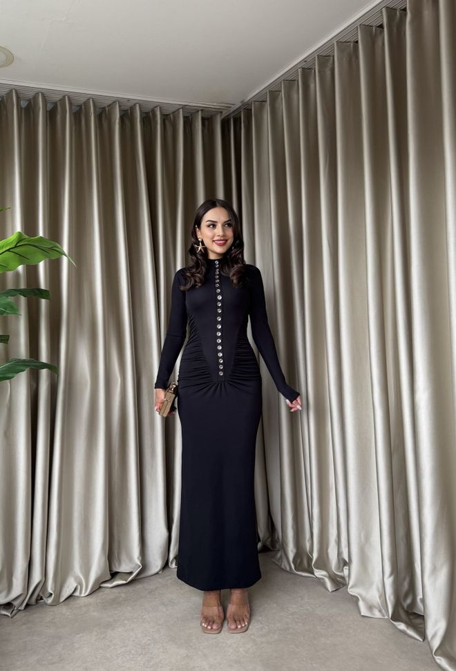 Miss Janell Црна Елегантна Формална Глам Хаљина Омотач Велепродаја одеће Секси