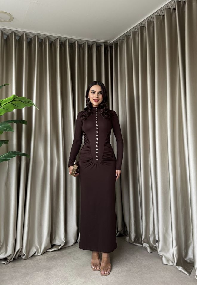 Miss Janell Браон Елегантан Формални Омотач Хаљина Велепродаја одеће Секси