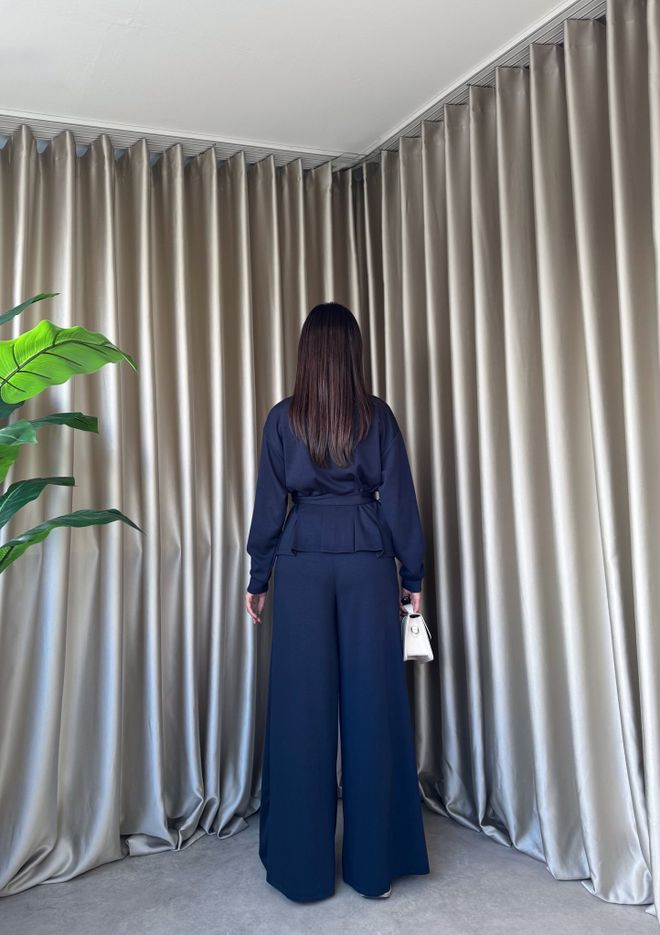 Miss Janell Elegantes Palazzo Set In Marineblau Großhandelskleidung 1